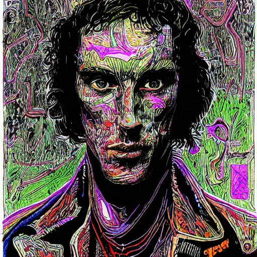 Prompt: portrait of zach hill by philippe druillet