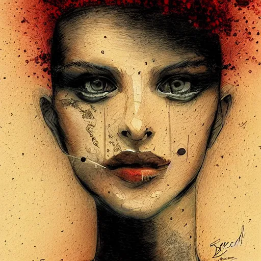 Image similar to a portrait of a beautiful young woman made of smoke and ember, visions of tomorrow, subtle smile in mysterious shadow, high contrast, by enki bilal