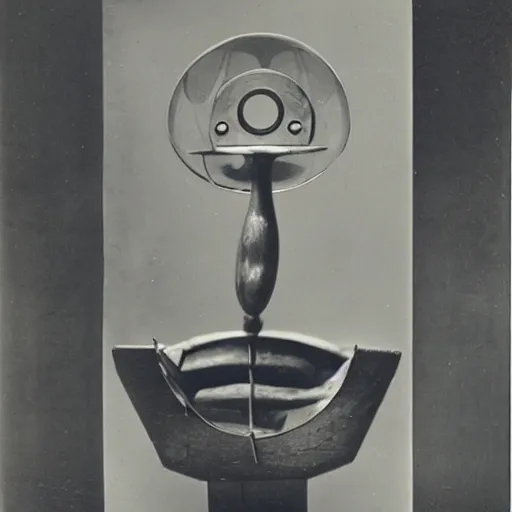 Image similar to The ‘Naive Oculus’ by Man Ray, auction catalogue photo (early machine), private collection, on display from the estate of Max Ernst