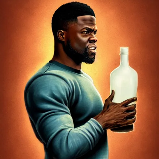 Prompt: clear portrait of kevin hart holding a gigantic bottle of milk, golden hour background, cottagecore!!, hyper detailed, character concept, full body, dynamic pose, intricate, elegant, highly detailed, digital painting, artstation, concept art, smooth, sharp focus, illustration, art by artgerm and greg rutkowski and alphonse mucha