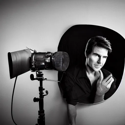 Prompt: A photo of Tom Cruise, head shoot, promo shoot, studio lighting