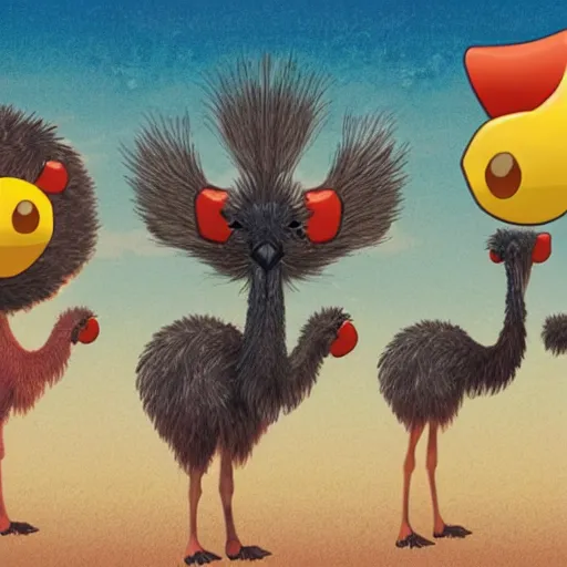 Image similar to ostrich pokemon, design