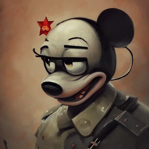 Image similar to portrait of a communist leader mickey mouse, epic, tragic, military art, fantasy, dieselpunk, hd shot, digital portrait, beautiful, artstation, comic style, by artgerm, guy denning, jakub rozalski, magali villeneuve and charlie bowater