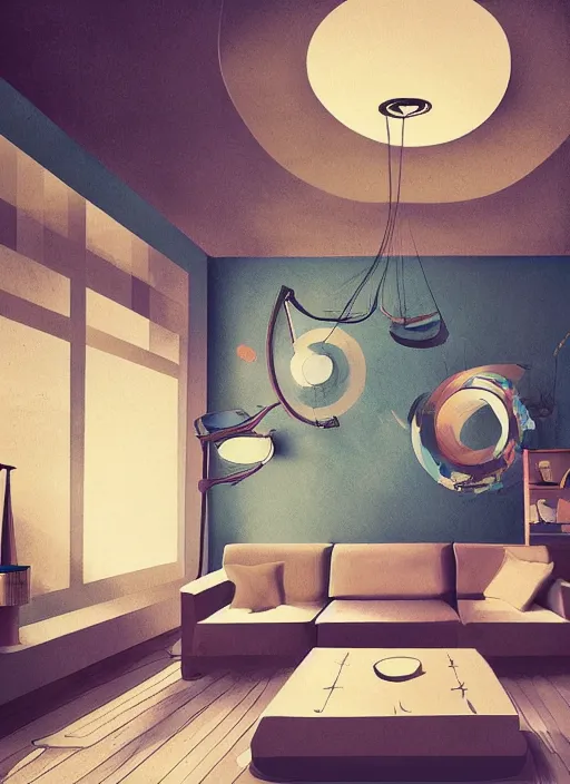 Prompt: Interior design, living room by Petros Afshar