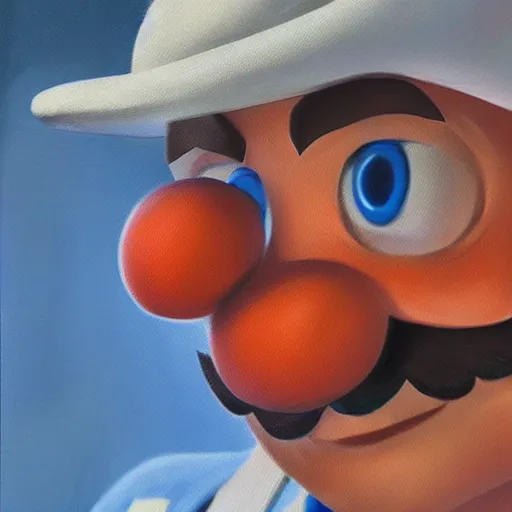 Image similar to an ultra - realistic portrait painting of mario from super mario bros in the style of alex ross. 4 k. ultra - realistic. highly detailed. epic lighting.