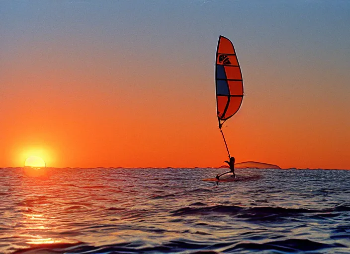 Image similar to windsurfer in the sunset in the 8 0's