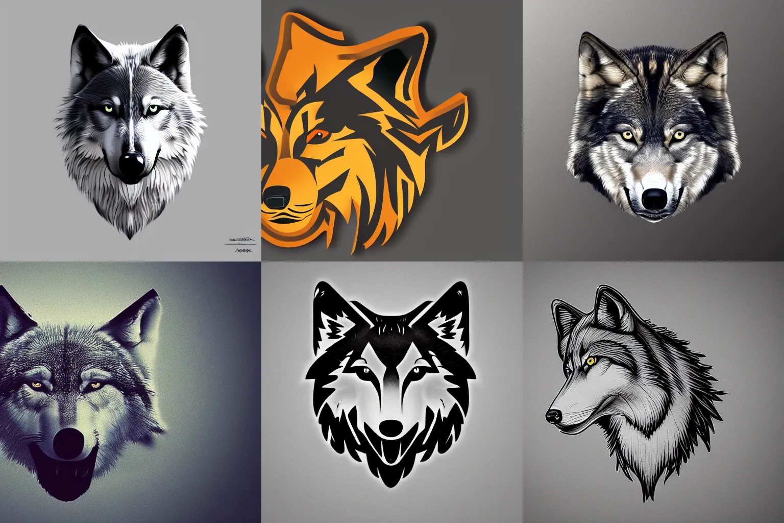 Prompt: An award winning logo design of a wolf. trending on artstation, 8k HD wallpaper