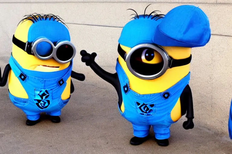 Image similar to minion crip gang members in the ghetto