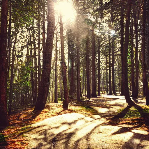 Image similar to bright nordic forest, sparkling spirits, detailed wide shot, dirt, ground detailed, wet eyes reflecting into eyes reflecting into infinity, beautiful lighting