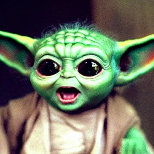 Prompt: baby yoda screaming