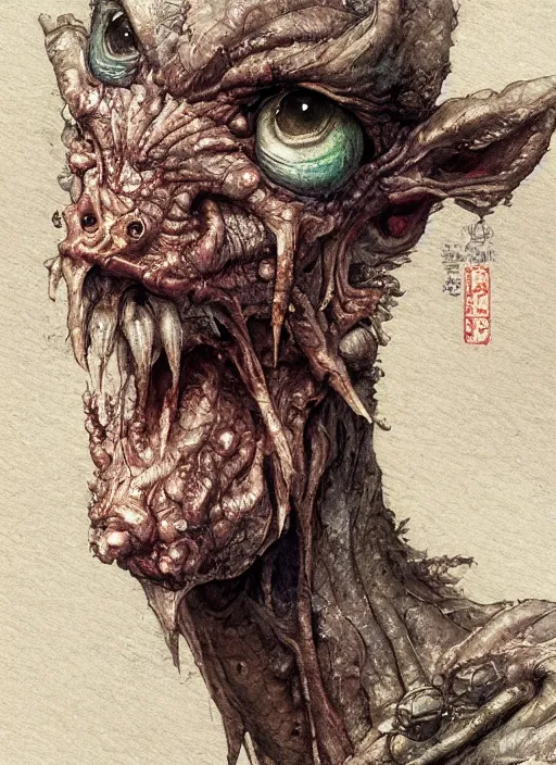 Image similar to portrait, tiny ugly goblinoid creature, watercolor, dramatic lighting, cinematic, establishing shot, extremely high detail, foto realistic, cinematic lighting, pen and ink, intricate line drawings, by Yoshitaka Amano, Ruan Jia, Kentaro Miura, Artgerm, post processed, concept art, artstation, matte painting, style by eddie mendoza, raphael lacoste, alex ross