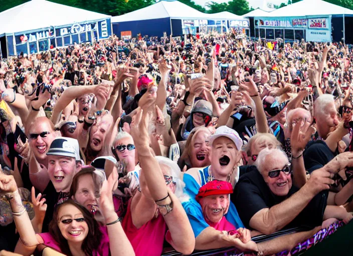 Image similar to photo still of queen elizabeth at vans warped tour!!!!!!!! at age 7 0 years old 7 0 years of age!!!!!!! throwing down in the mosh pit, 8 k, 8 5 mm f 1. 8, studio lighting, rim light, right side key light