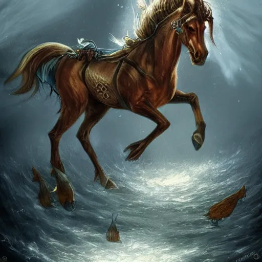 Image similar to a merhorse, fantasy art,