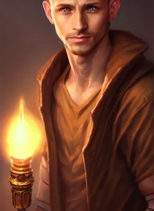 Image similar to a _ fantasy _ style _ portrait _ painting _ of light brown male short hair chiseled face big ears, rpg dnd oil _ painting _ unreal _ 5 _ daz. _ rpg _ portrait _ extremely _ detailed _ artgerm _ greg _ rutkowski _ greg