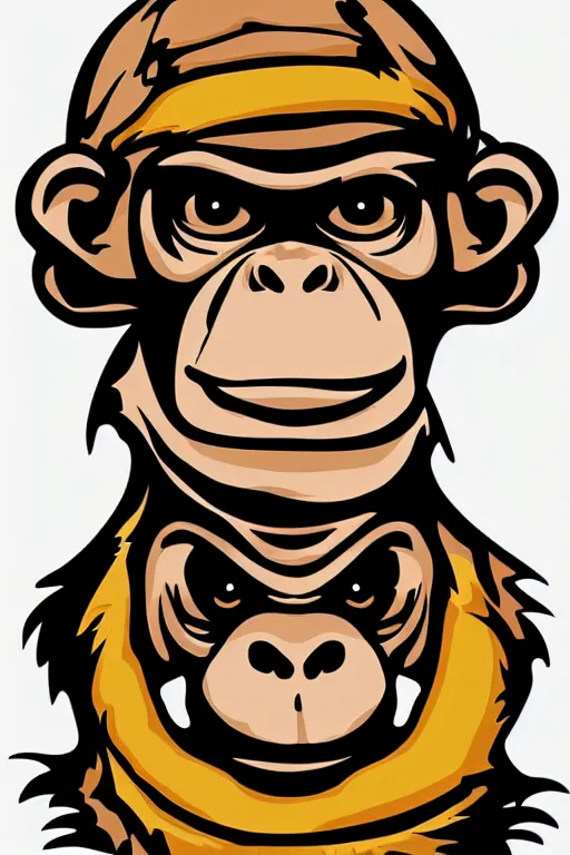 Image similar to Portrait of a Monkey, mafia, gangster, sticker, colorful, illustration, highly detailed, simple, smooth and clean vector curves, no jagged lines, vector art, smooth