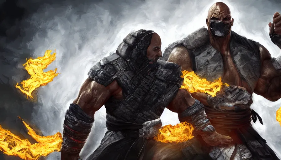 Image similar to Digital painting of The Rock in Mortal Kombat, hyperdetailed, artstation, cgsociety, 8k