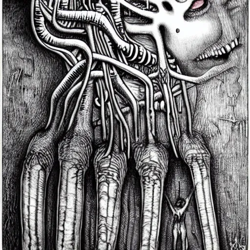 Image similar to lovecraftian horror by hr giger