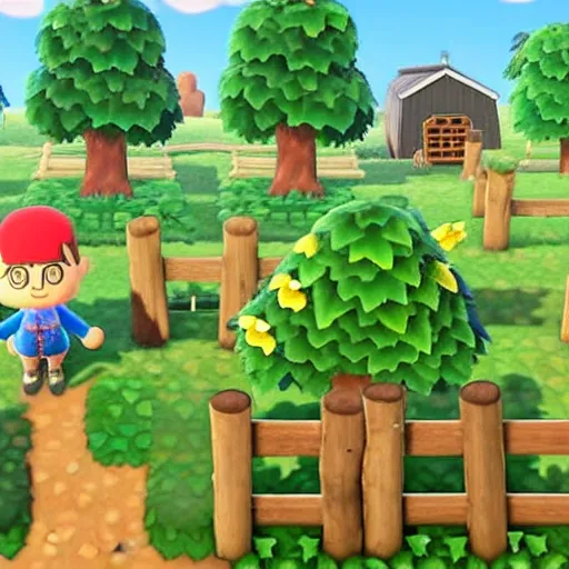 Prompt: a farm full of crops in animal crossing