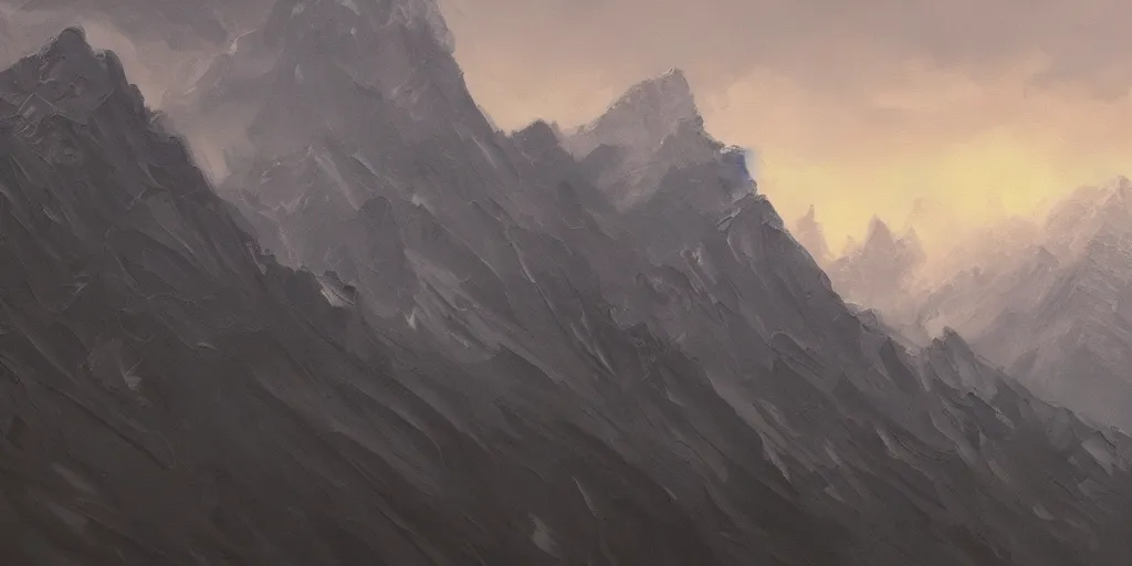 Prompt: mountain, cinematic lighting, detailed oil painting, hyperrealistic, 8k