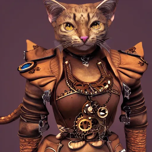 Image similar to steampunk cat shaman octane render style of arcane