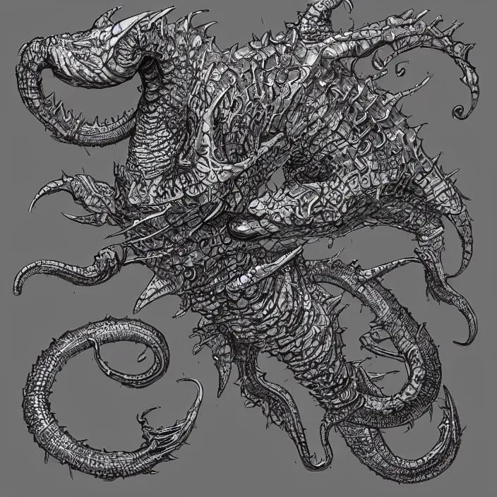 Prompt: underwater sea leviathan full body, d & d style, trending on artstation, intricate, highly detailed