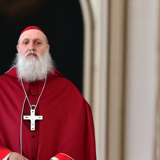 Prompt: cardinal - bishops that looks like breton monk rasputin in apostolic palace in vatican