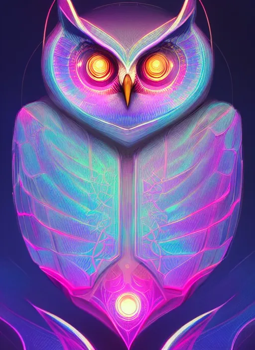 Image similar to symmetry!! product render poster vivid colors divine proportion owl, scifi, glowing fog intricate, elegant, highly detailed, digital painting, artstation, concept art, smooth, sharp focus, illustration, art by artgerm