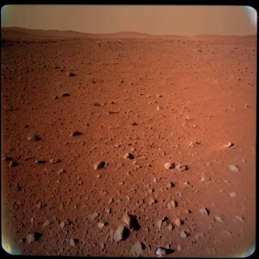 Image similar to a polaroid photograph of the surface of mars