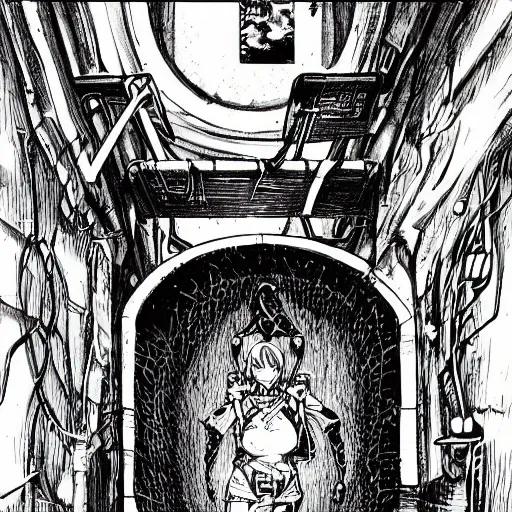 Image similar to precisely drawn illustration of anime old abandoned sewer tunnel, old-fashioned tarot card, victorian playing card, sepia tone, wide angle, sharp, fine details, anime, manga, cyberpunk, intense line art, 8k, precise linework, realistic, shaded lighting by katsuhiro otomo ghost-in-the-shell, magali villeneuve, artgerm, rutkowski Jeremy Lipkin and Giuseppe Dangelico Pino and Michael Garmash and Rob Rey