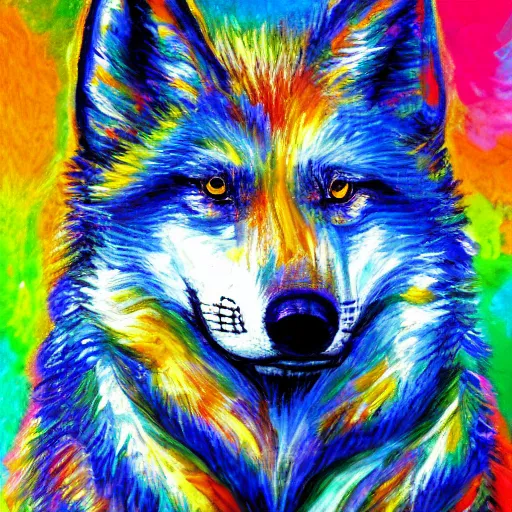 Image similar to retarded wolf, impressionism, vivid