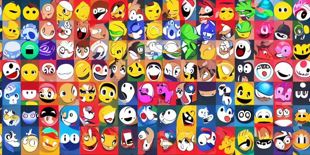 Image similar to a full set of emoji designed by nintendo