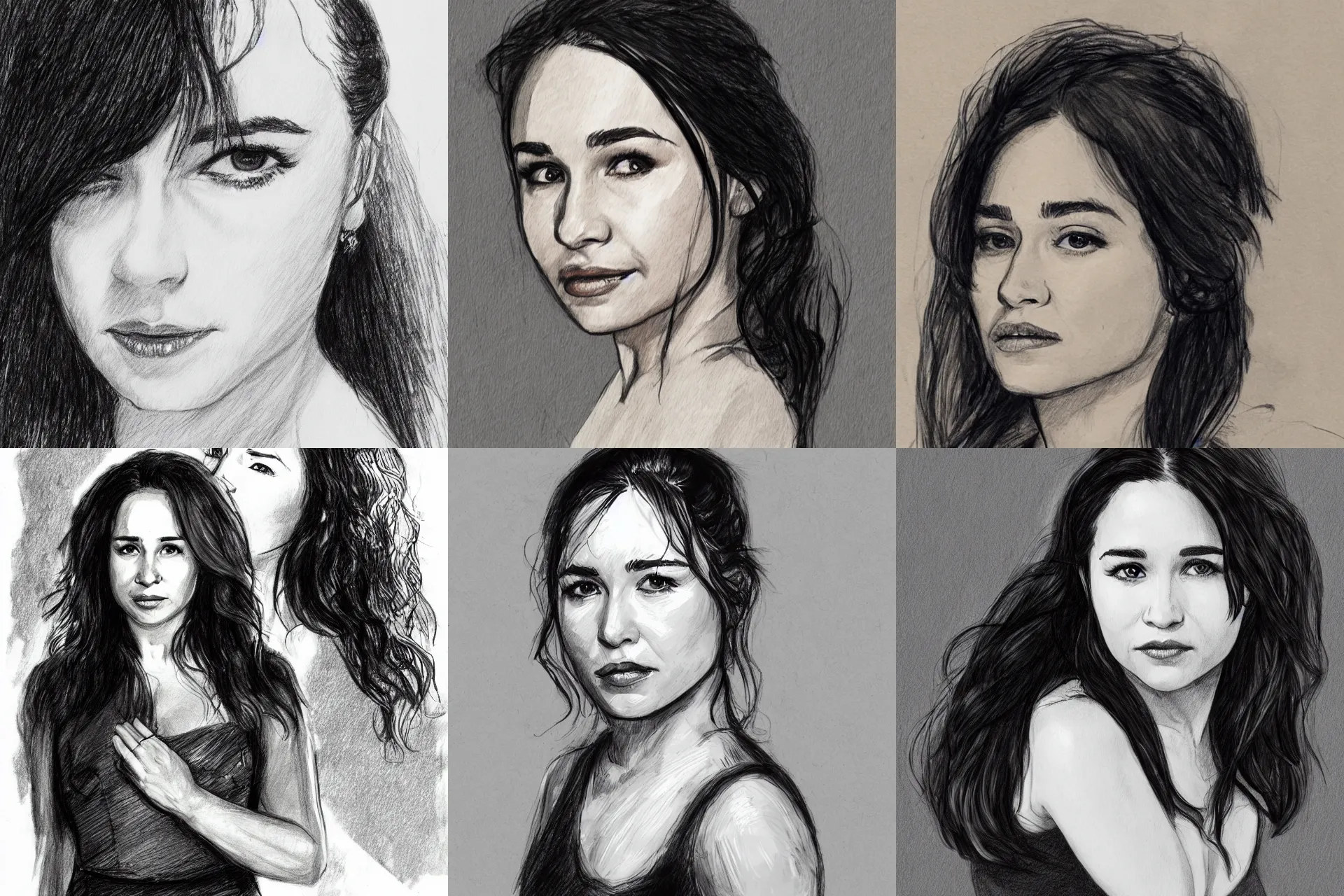 Prompt: sketch portrait of Emilia Clark