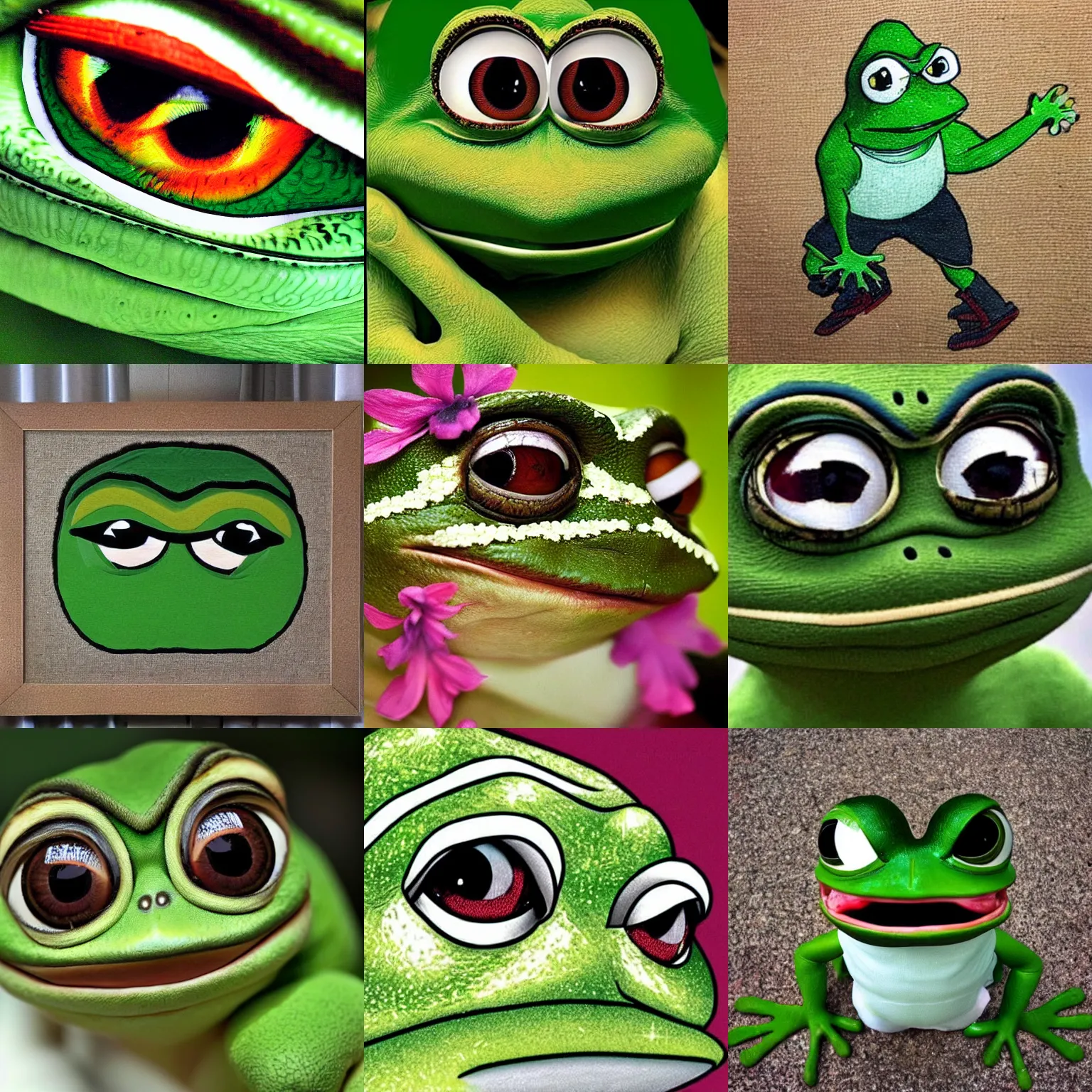 Prompt: stunning photo of pepe the frog
