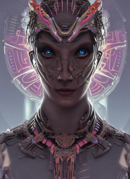 Image similar to symmetry!! portrait of clockface alien in the style of horizon zero dawn, machine face, intricate, elegant, highly detailed, digital painting, artstation, concept art, smooth, sharp focus, illustration, art by artgerm and greg rutkowski and alphonse mucha, 8 k