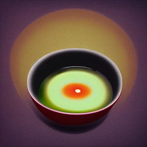 Image similar to A bowl of soup that is also a portal to another dimension, digital art