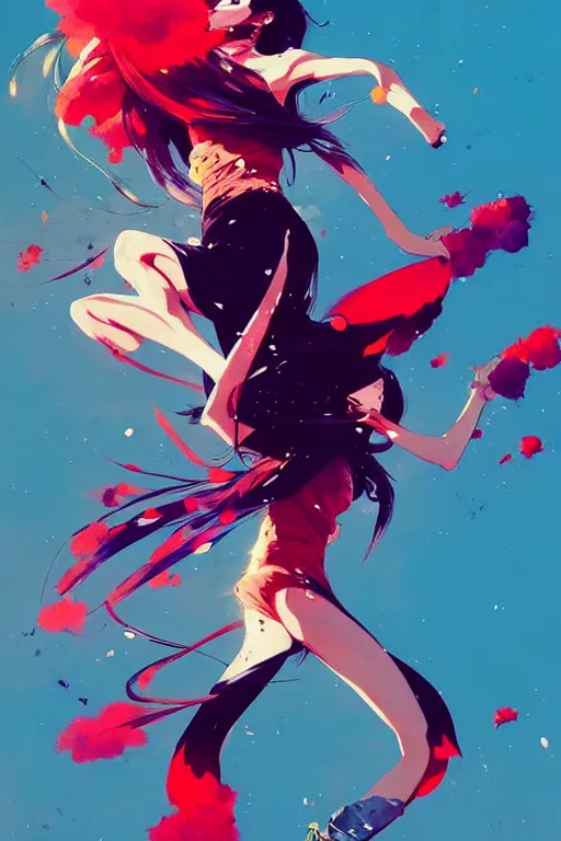 Image similar to a ultradetailed beautiful painting of a stylish woman falling from the sky, by conrad roset, greg rutkowski and makoto shinkai trending on artstation