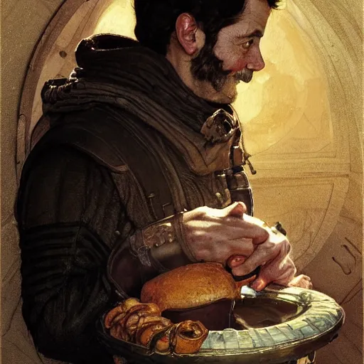 Image similar to portrait of Paul Atreides in a burnoose, detailed, illustration by norman rockwell, artstation character art, john william waterhouse, concept art, greg rutowski