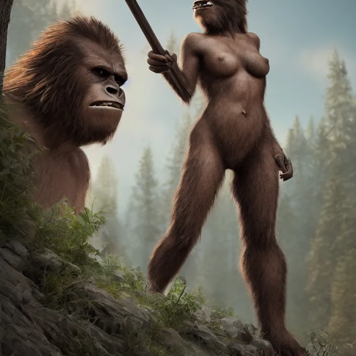 Image similar to a beautiful female sasquatch, epic art, trending on artstation, ultra detailed, 8 k,