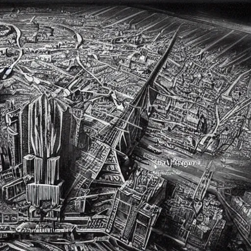 Prompt: The city of Paris, France during WW3 (2103), very detailed, cinematic, epic, grandiose, art by HG Giger