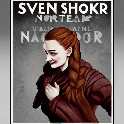 Image similar to sansa stark on northern recruitment poster, wwii propaganda style, game of thrones, high detail