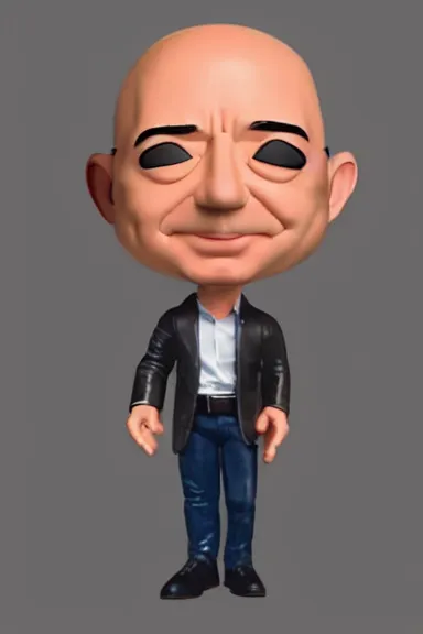 Image similar to “ very very highly detailed photorealistic jeff bezos funko pop, studio lighting and shading, 8 k, award - winning crisp details ”