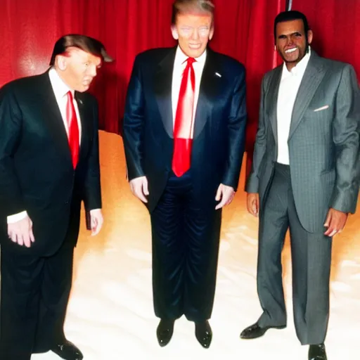 Prompt: kenneth copeland with donald trump and r kelly at wintersport