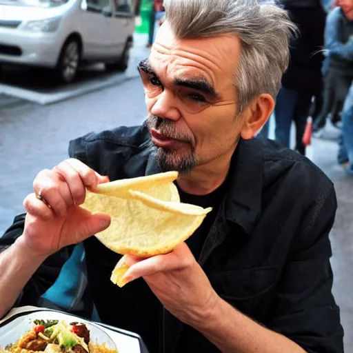 Image similar to billy bob thornton eating a taco in paris