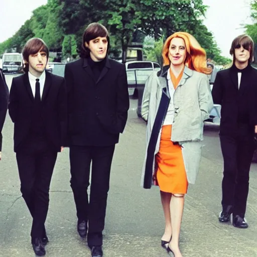 Prompt: gillian anderson as the beatles