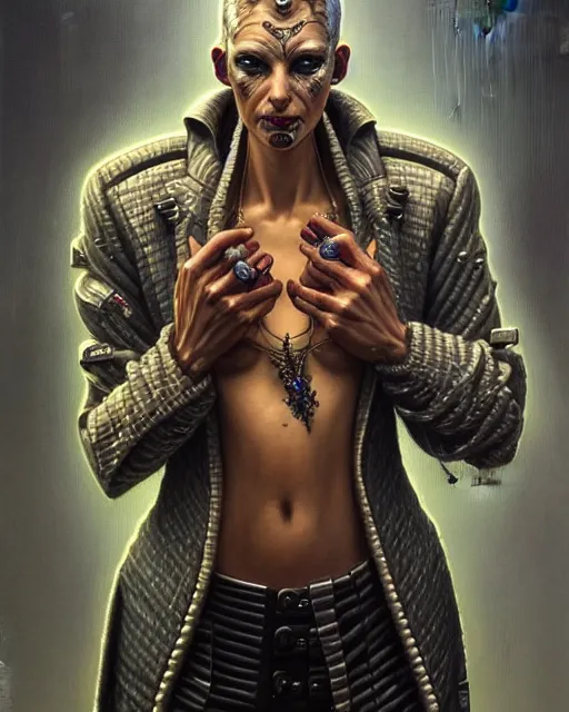 Image similar to front shot of a cyberpunk criminal mastermind character, intricate, elegant, highly detailed, centered, (((artstation, concept art, smooth, sharp focus, artgerm, Tomasz Alen Kopera, Peter Mohrbacher, donato giancola, Joseph Christian Leyendecker, WLOP, Boris Vallejo))), mugshot!!!!!, ugly!!!!!!