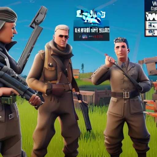 Prompt: World War Two german leader in fortnite