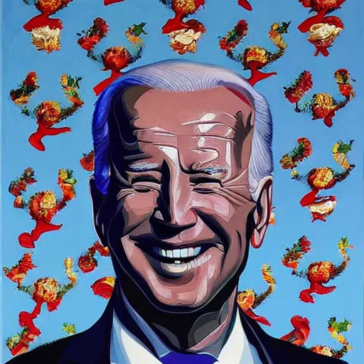 Image similar to Painting of Joe Biden by Kehinde Wiley