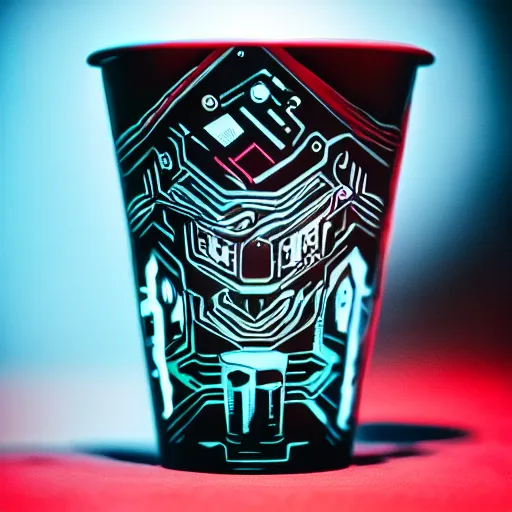 Image similar to cyberpunk coffee cup