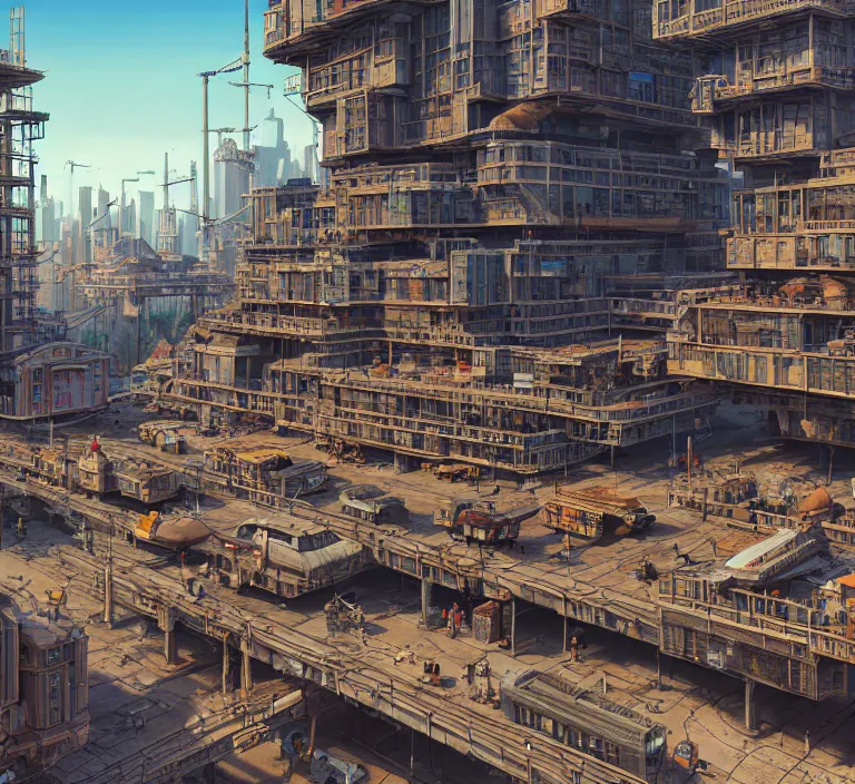 Image similar to hyperrealism photography hyperrealism concept art of highly detailed beavers builders that building highly detailed futuristic ( cyberpunk ) city by wes anderson and hasui kawase and scott listfield sci - fi style hyperrealism rendered in blender and octane render volumetric natural light