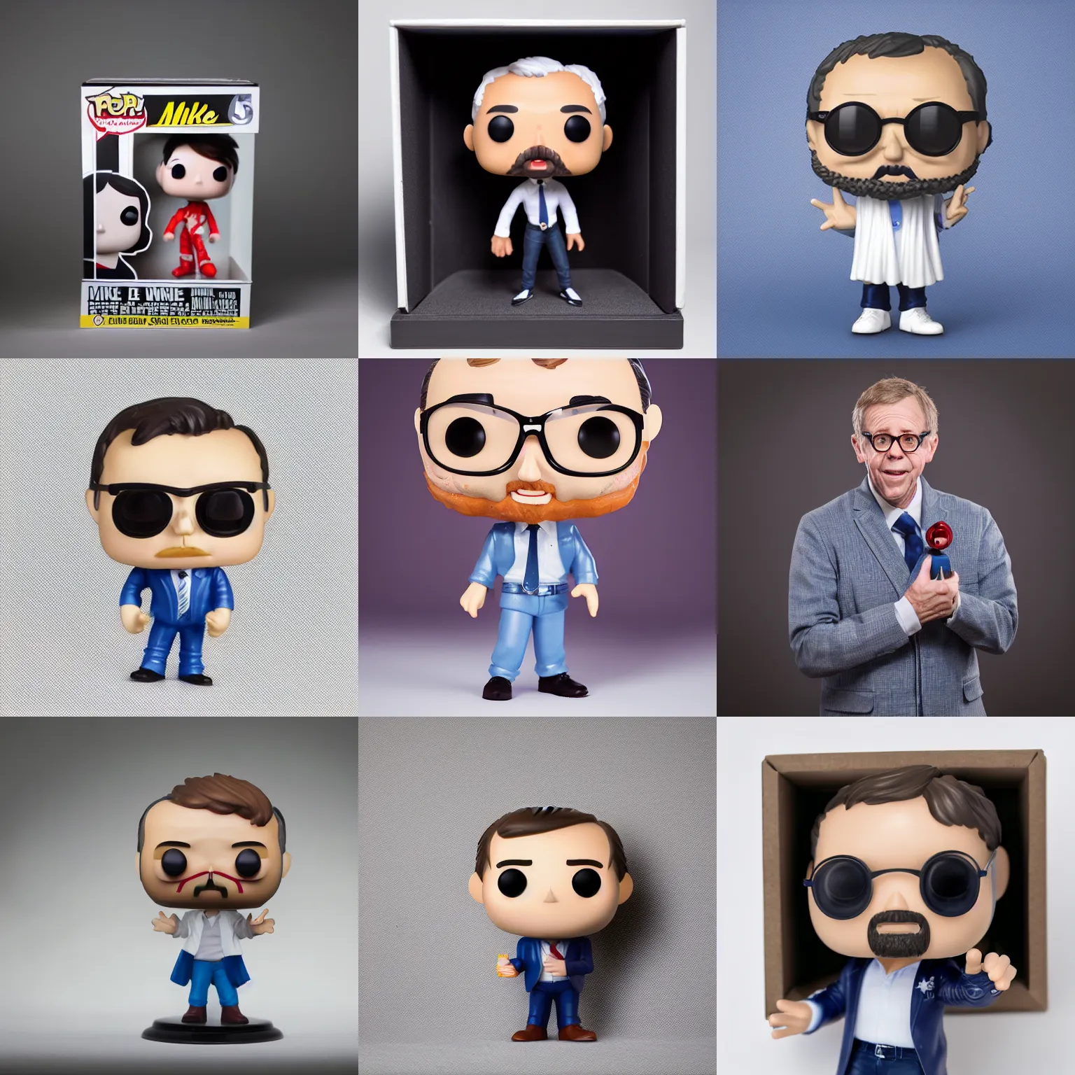 Prompt: a funko pop of mike dewine, product photography, white background